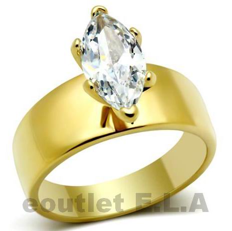 2CT MARQUISE CUT CZ SOLITAIRE RING 14KGP-6 sizes
